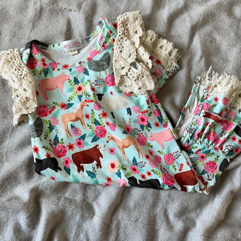 Farm friends and floral romper
